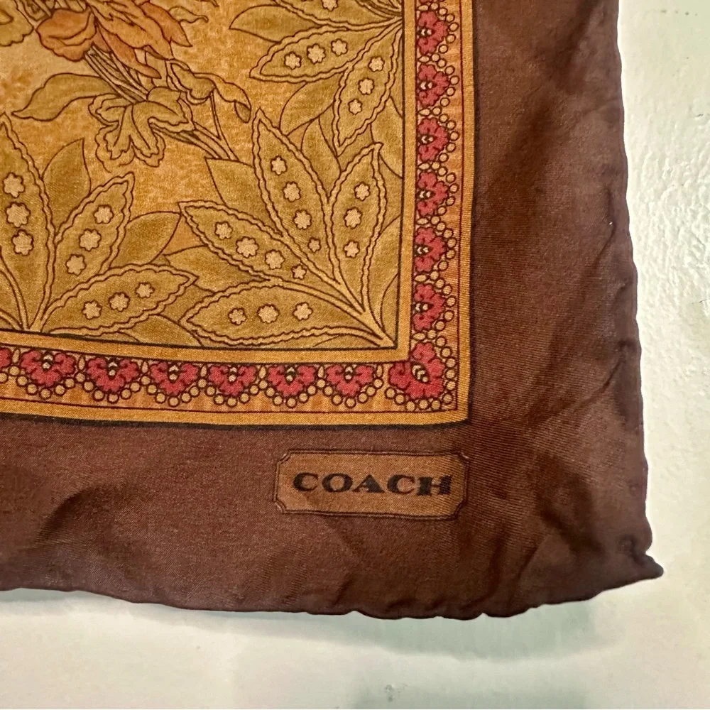 Vintage COACH Silk Floral Large Square Scarf - Picture 3 of 9